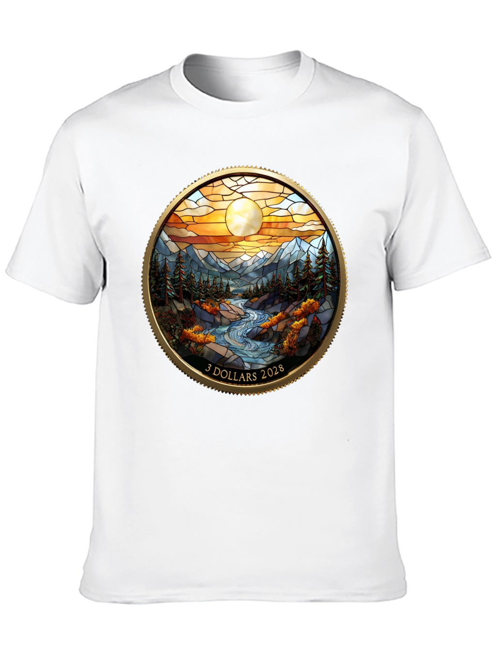 Scenic River Design Black T-Shirt