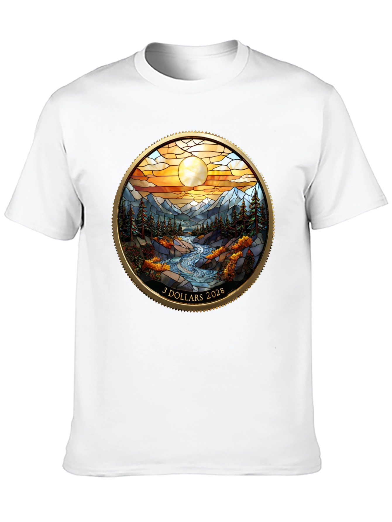 Scenic River Design Black T-Shirt