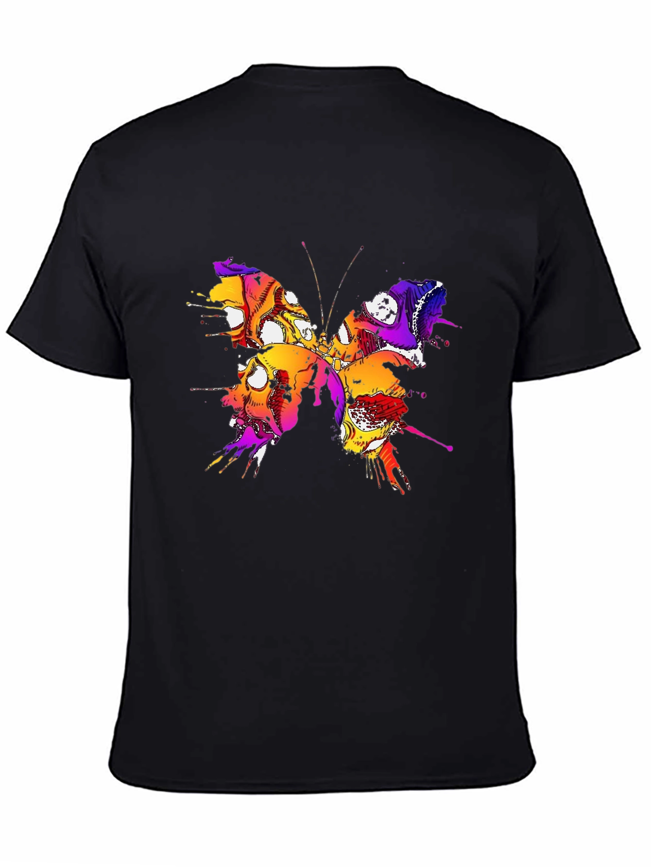 Butterfly Skull Graphic Tee - Mens Black T-Shirt