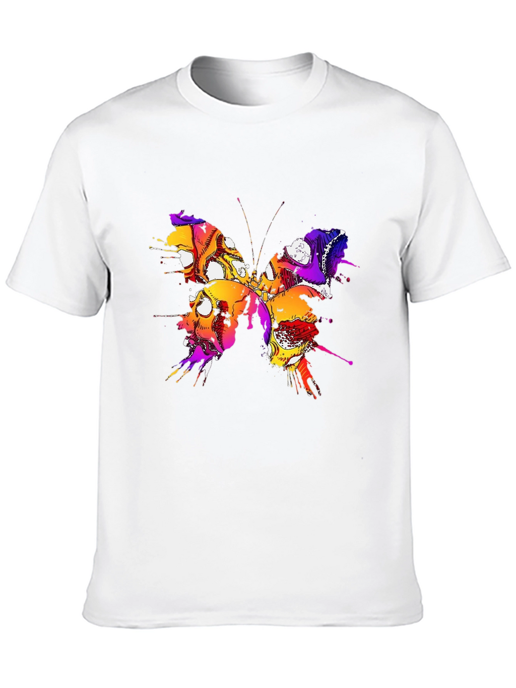 Butterfly Skull Graphic Tee - Mens Black T-Shirt