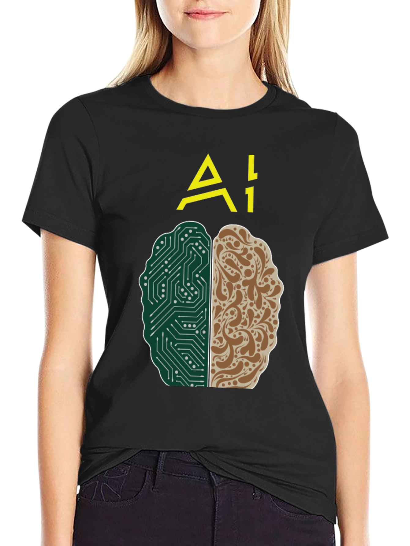 AI Brain T-Shirt - Tech and Human Design