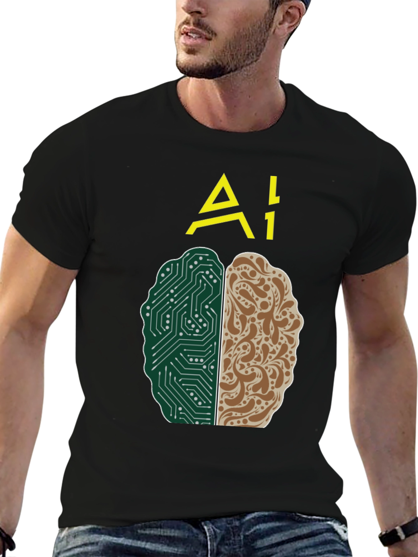 AI Brain T-Shirt - Tech and Human Design