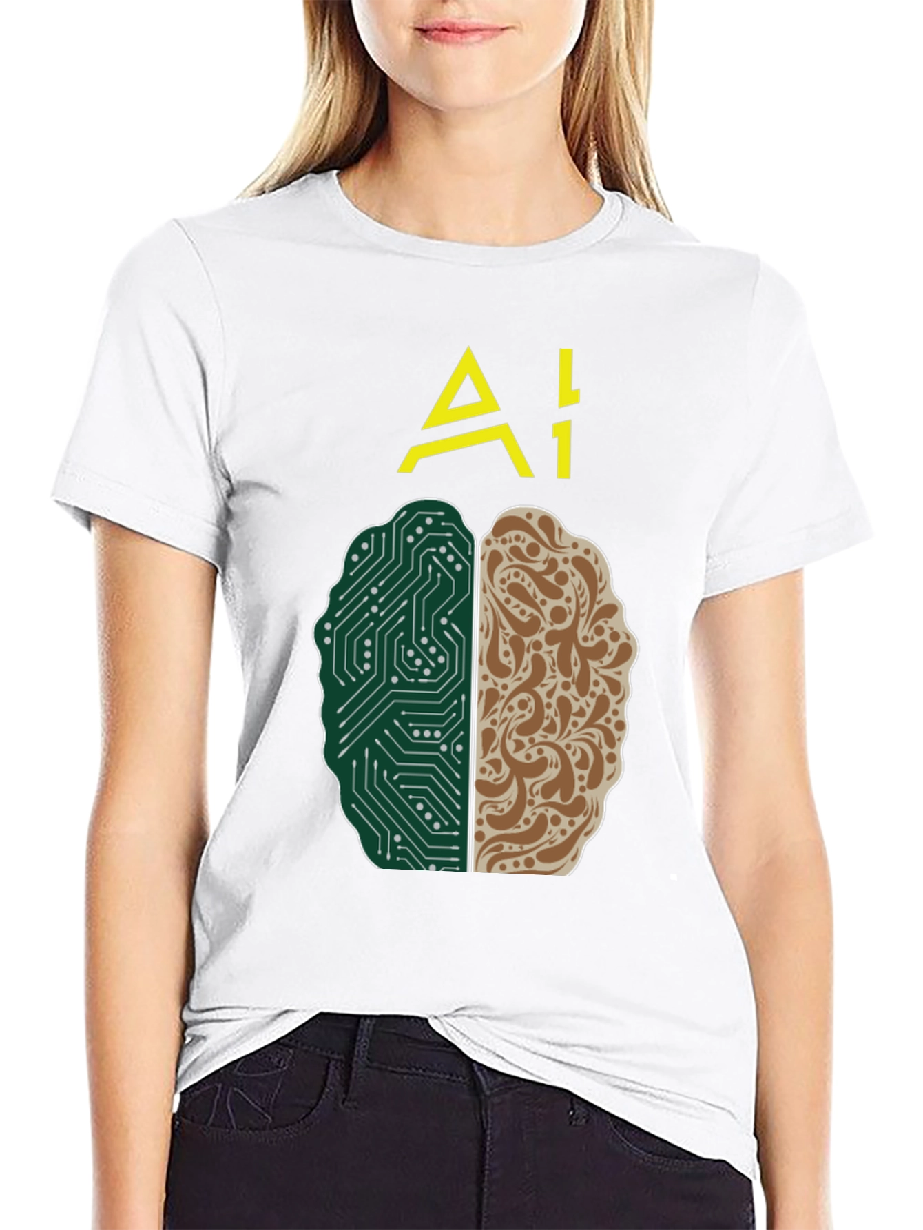 AI Brain T-Shirt - Tech and Human Design