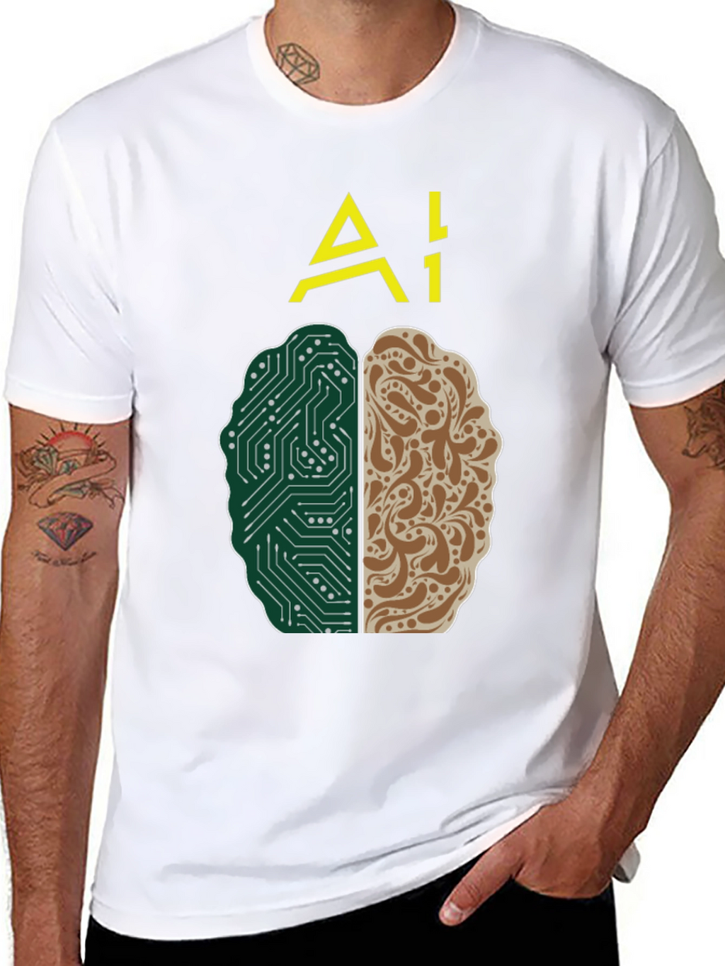 AI Brain T-Shirt - Tech and Human Design