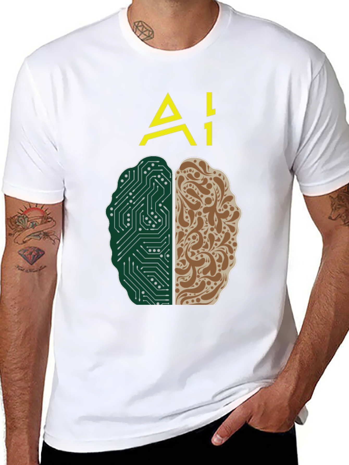AI Brain T-Shirt - Tech and Human Design