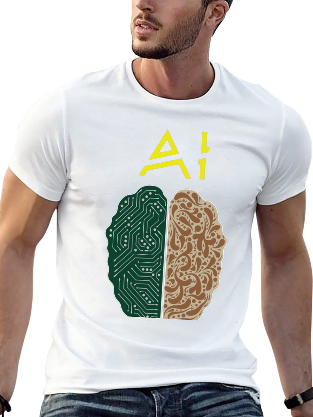 AI Brain T-Shirt - Tech and Human Design