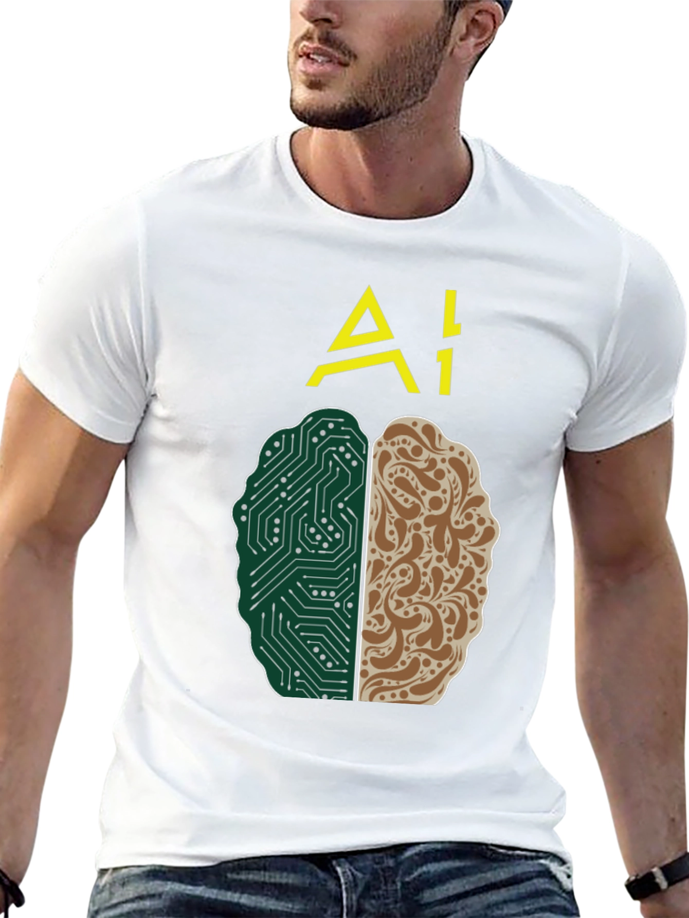 AI Brain T-Shirt - Tech and Human Design