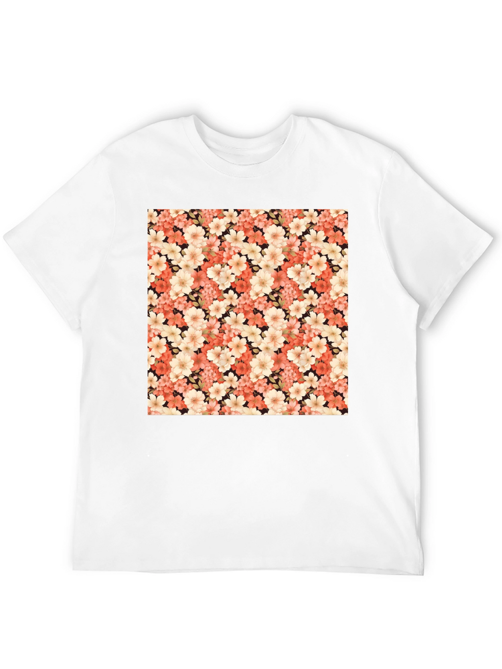 Floral Pattern Black T-Shirt