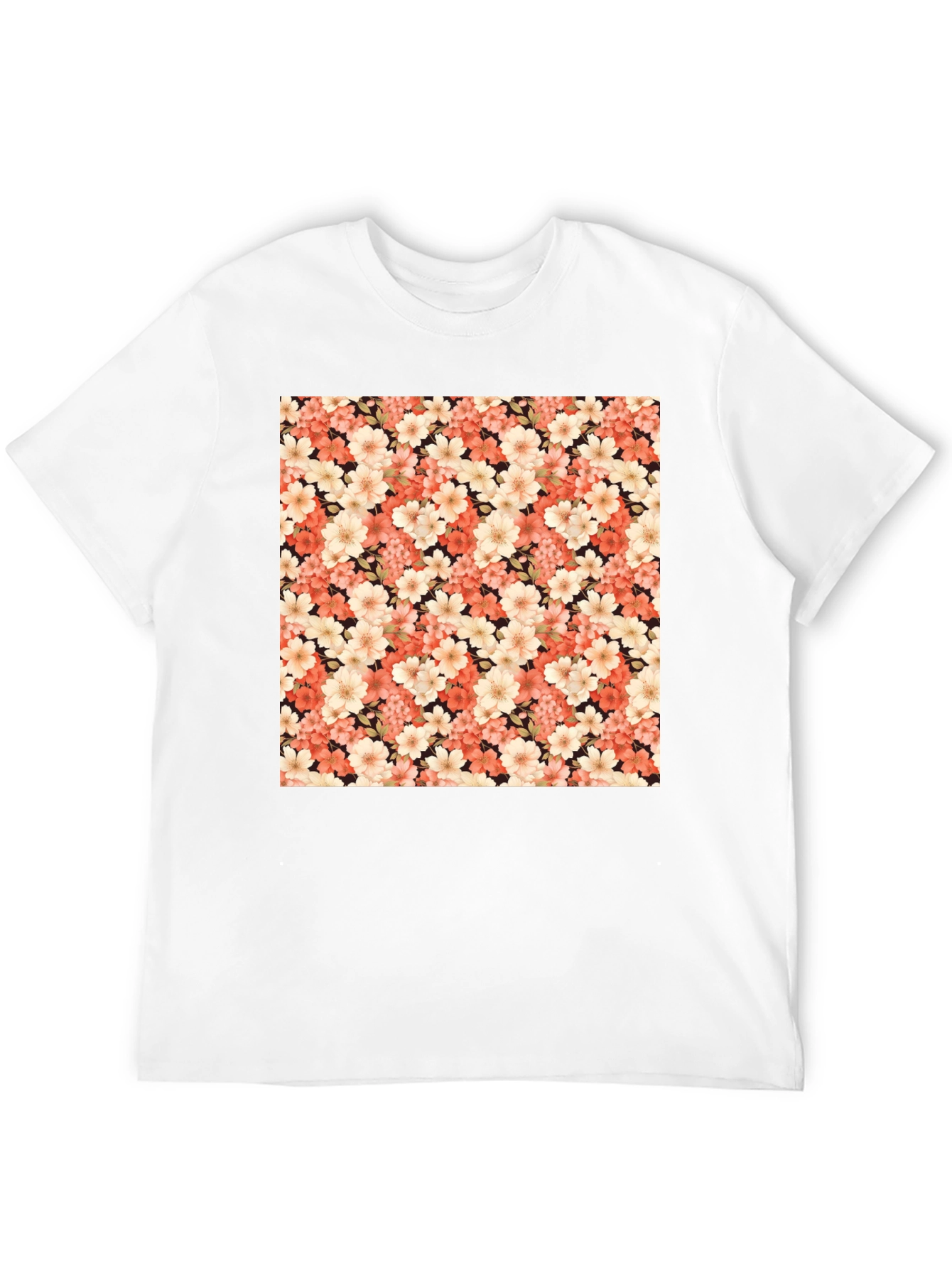 Floral Pattern Black T-Shirt