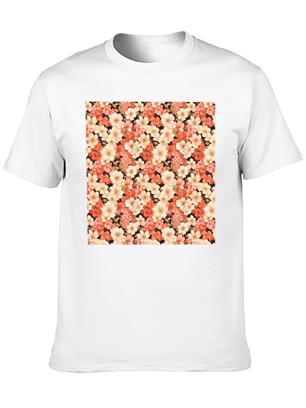 Floral Pattern Black T-Shirt
