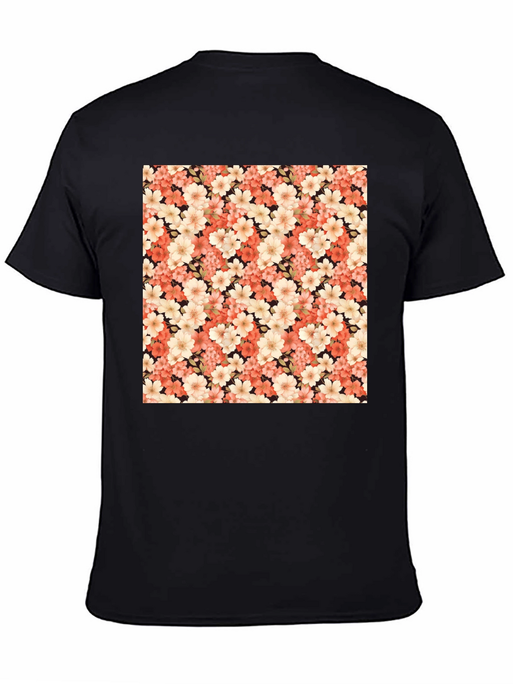 Floral Pattern Black T-Shirt