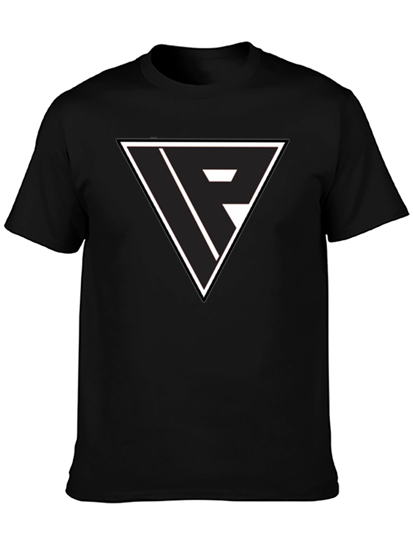 Black T-Shirt with Triangle Logo Graphic