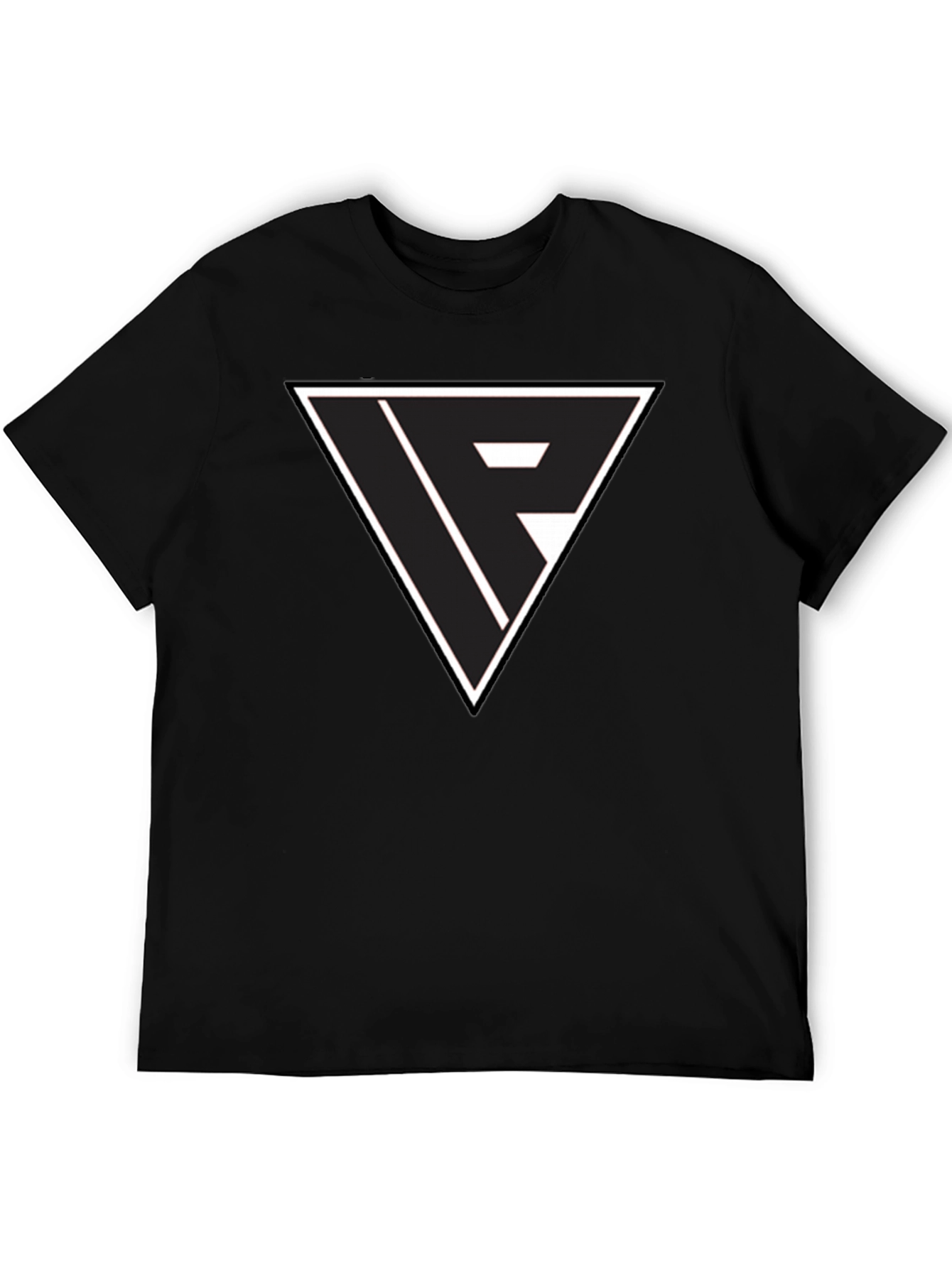 Black T-Shirt with Triangle Logo Graphic