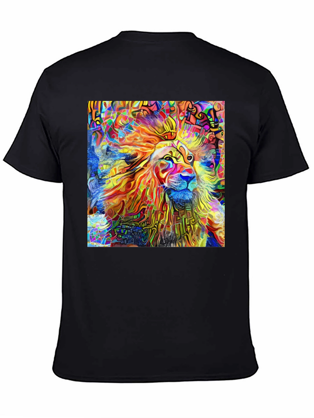 Vibrant Lion Art Black T-Shirt