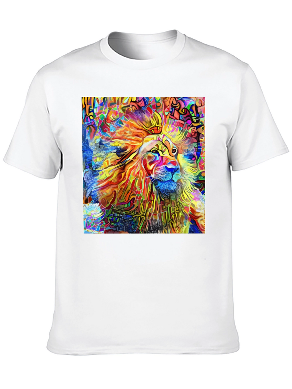 Vibrant Lion Art Black T-Shirt