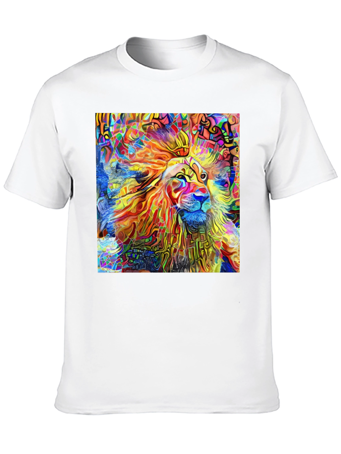 Vibrant Lion Art Black T-Shirt