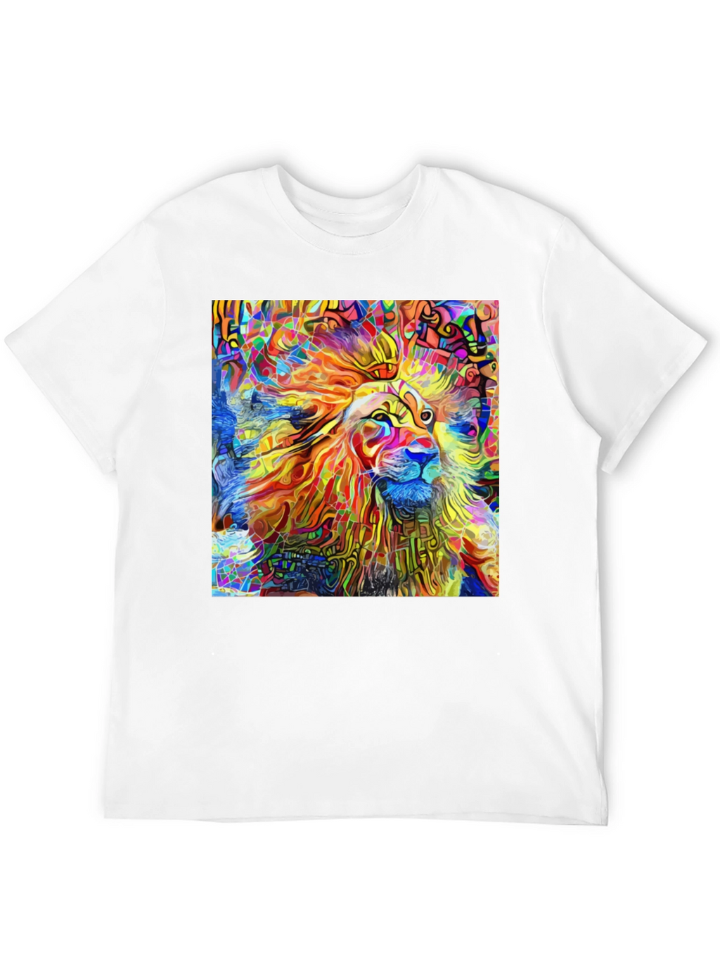 Vibrant Lion Art Black T-Shirt