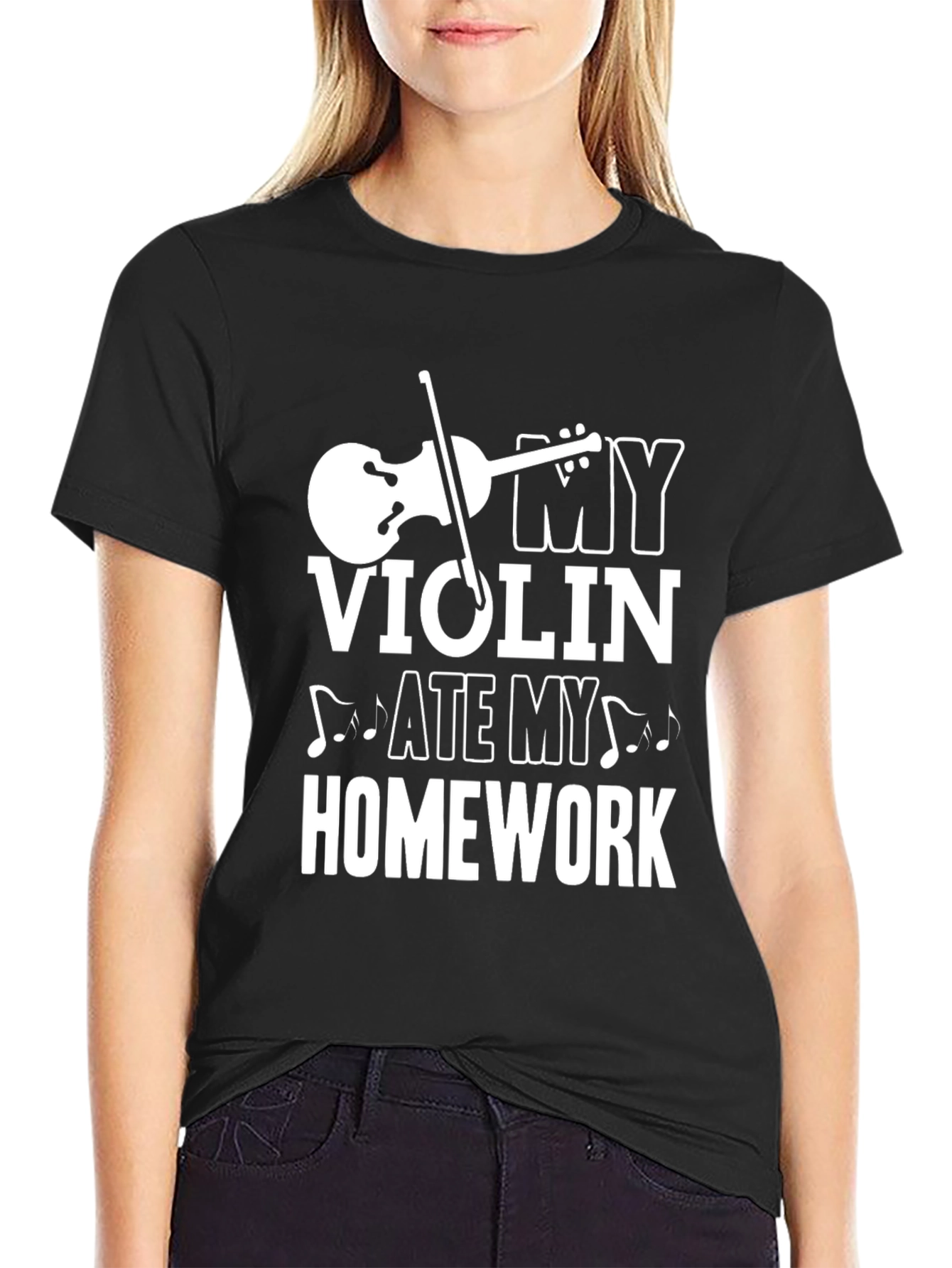 Violin Ate My Homework Funny Music T-Shirt
