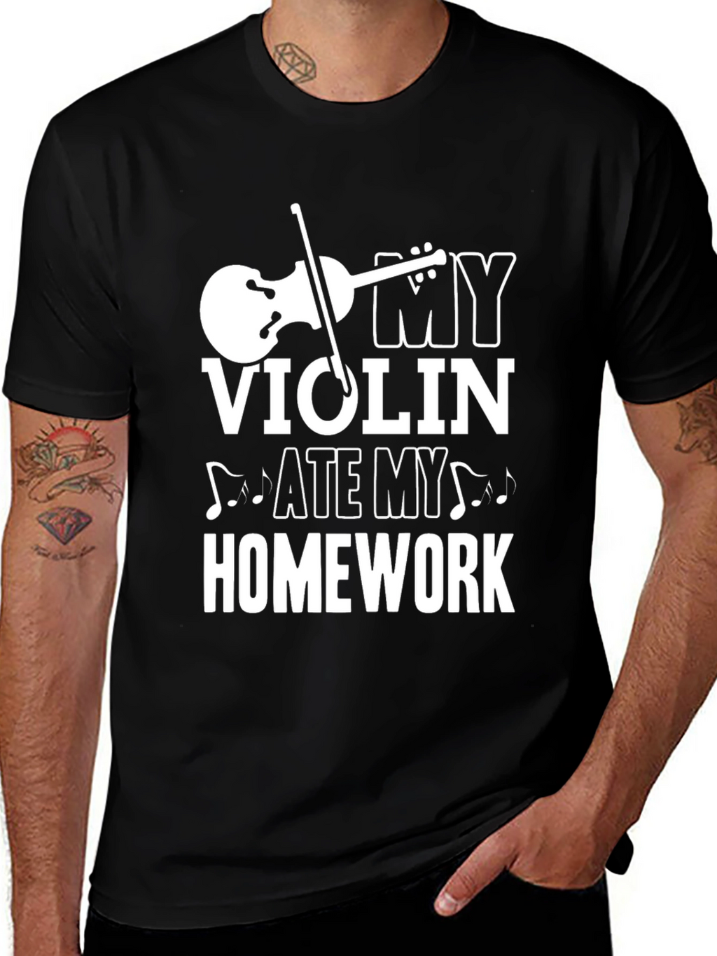 Violin Ate My Homework Funny Music T-Shirt