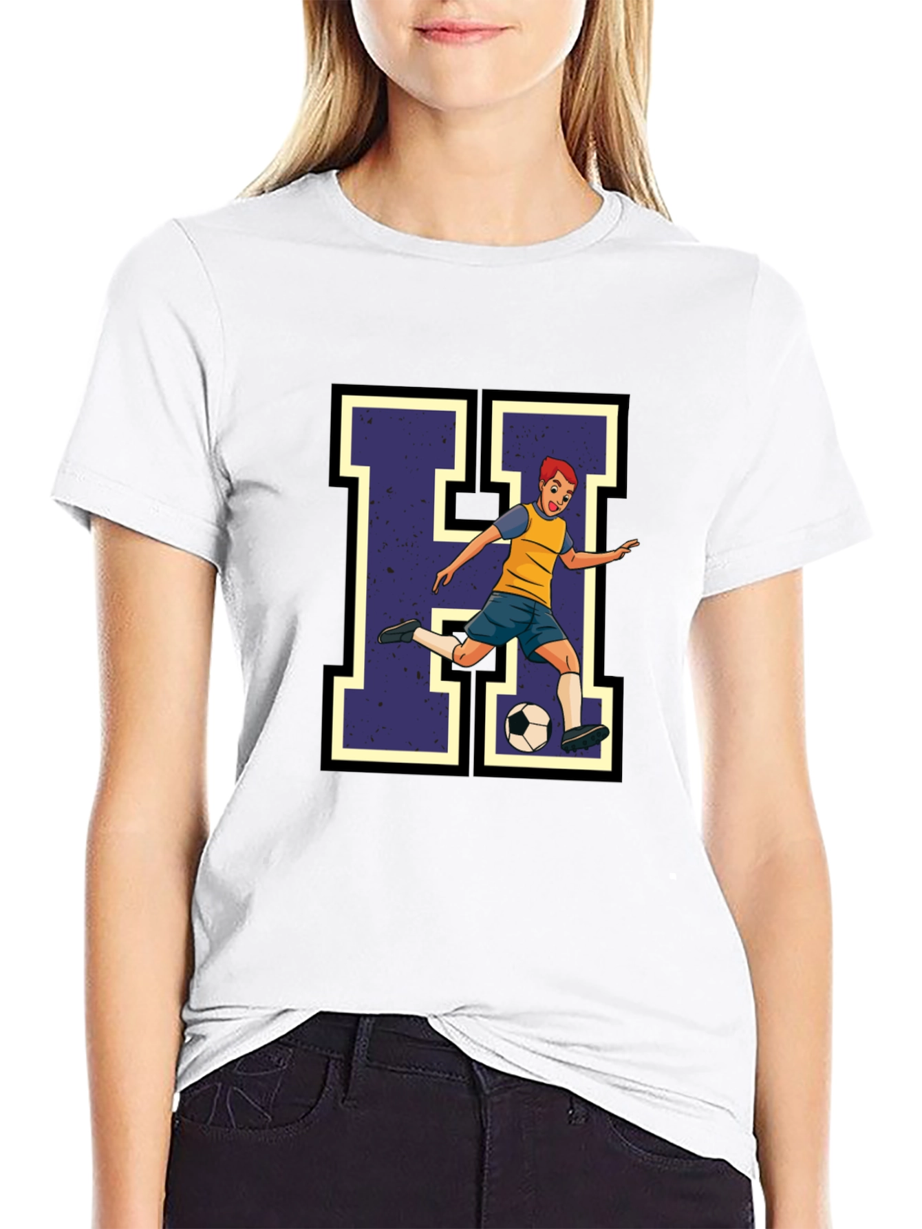 Soccer Player H Graphic Tee - Black