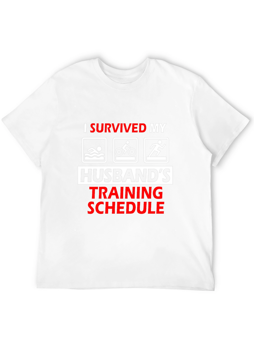 Humorous I Survived Husbands Triathlon Training T-Shirt