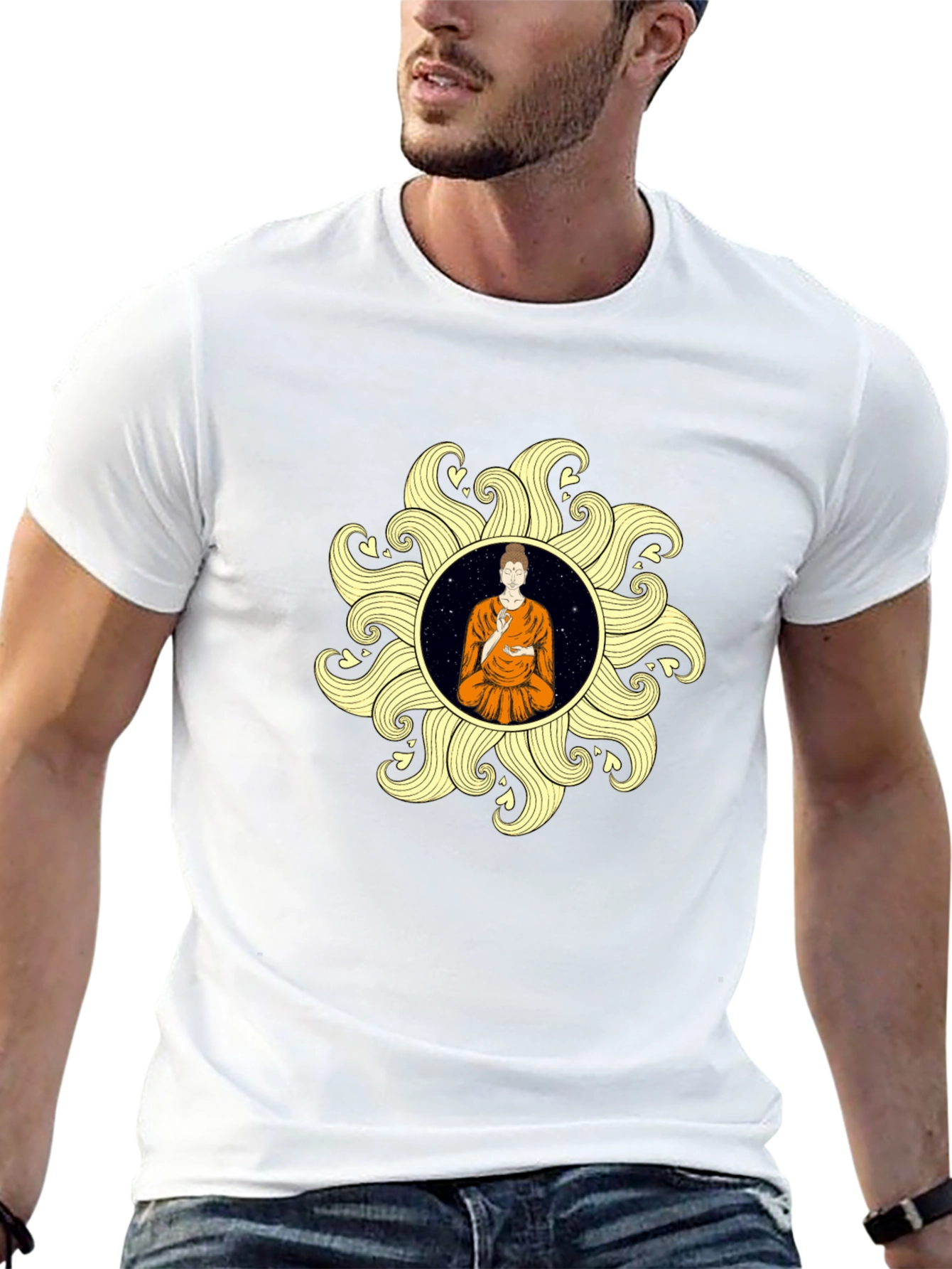 Buddha Sun Graphic Tee - Stylish & Unique Design