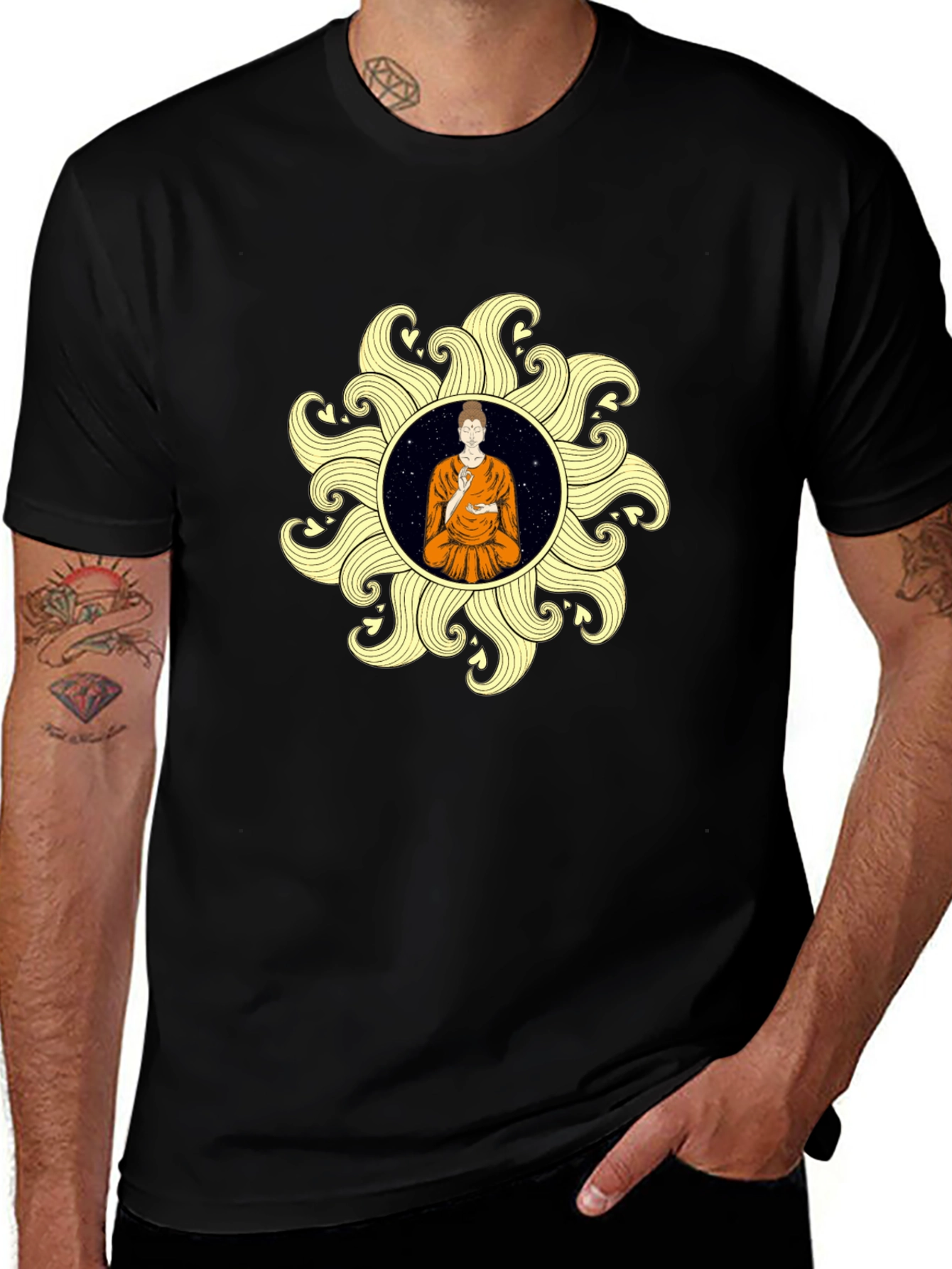 Buddha Sun Graphic Tee - Stylish & Unique Design