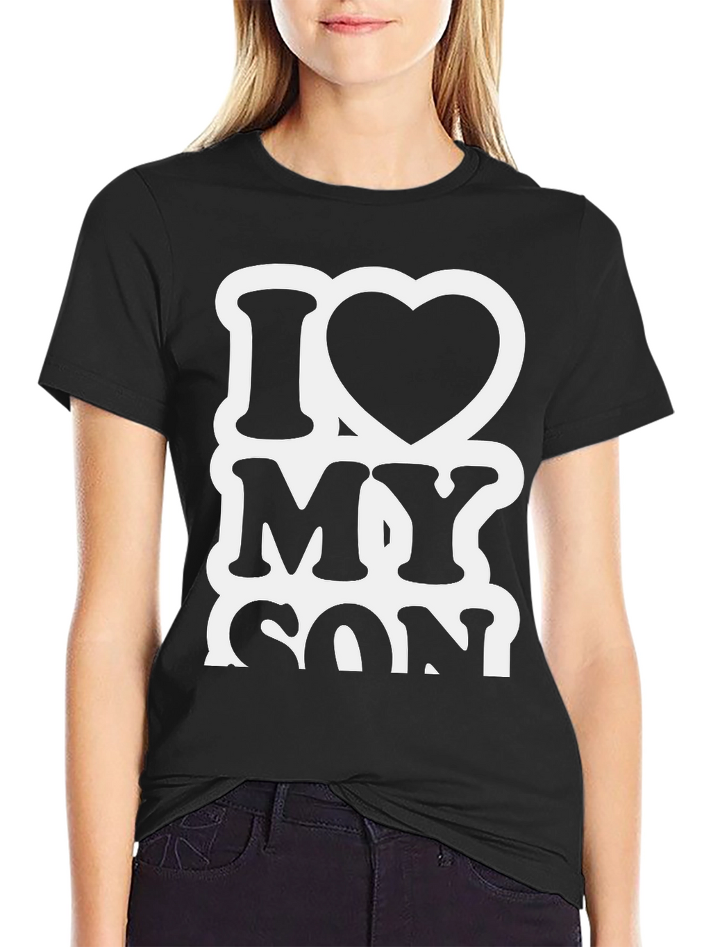 I Heart My Son Black Graphic T-Shirt