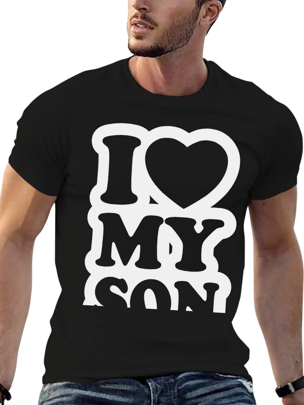 I Heart My Son Black Graphic T-Shirt