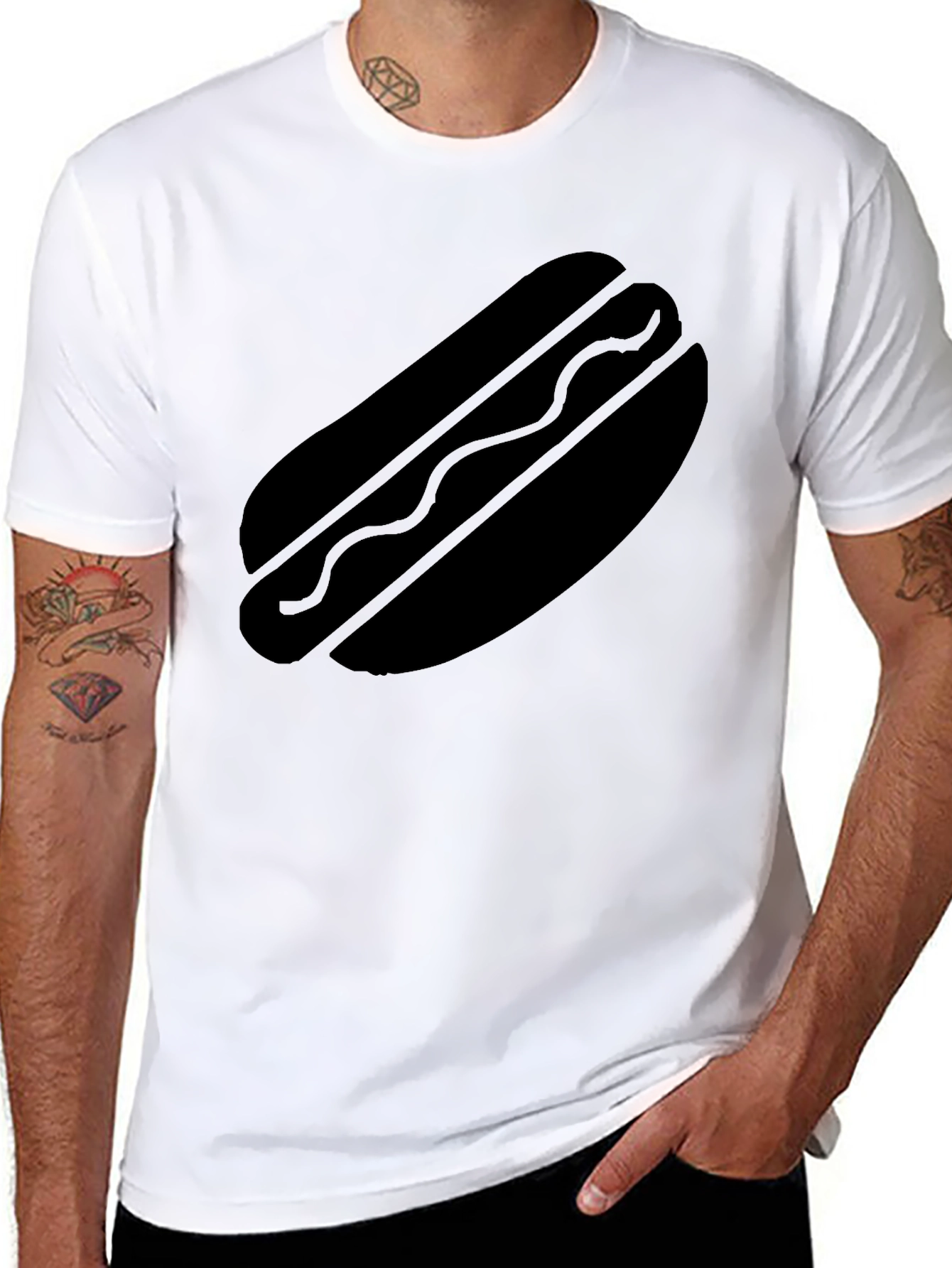 Hot Dog Graphic T-Shirt - Black