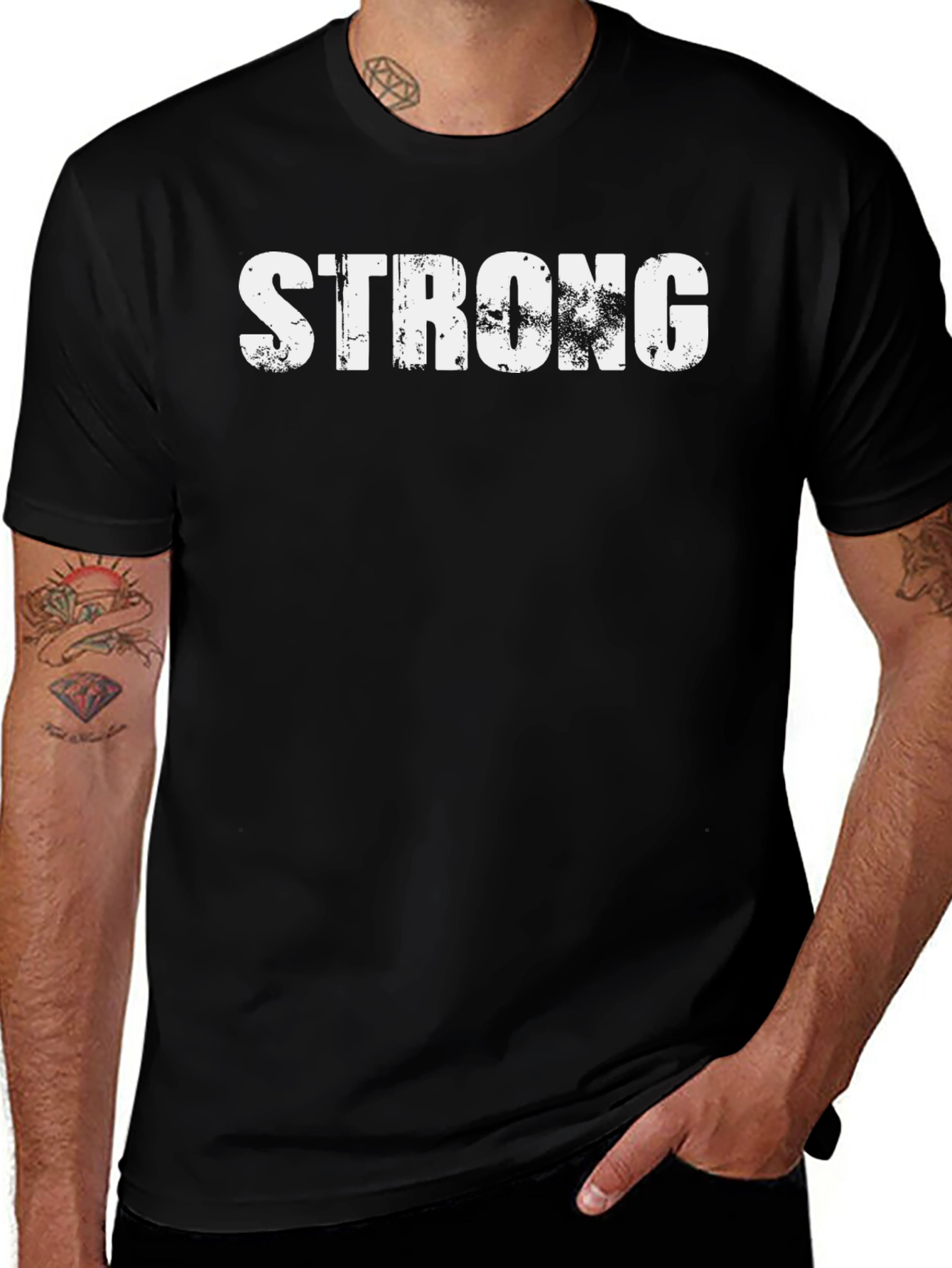 Mens Strong Graphic Print Black T-Shirt