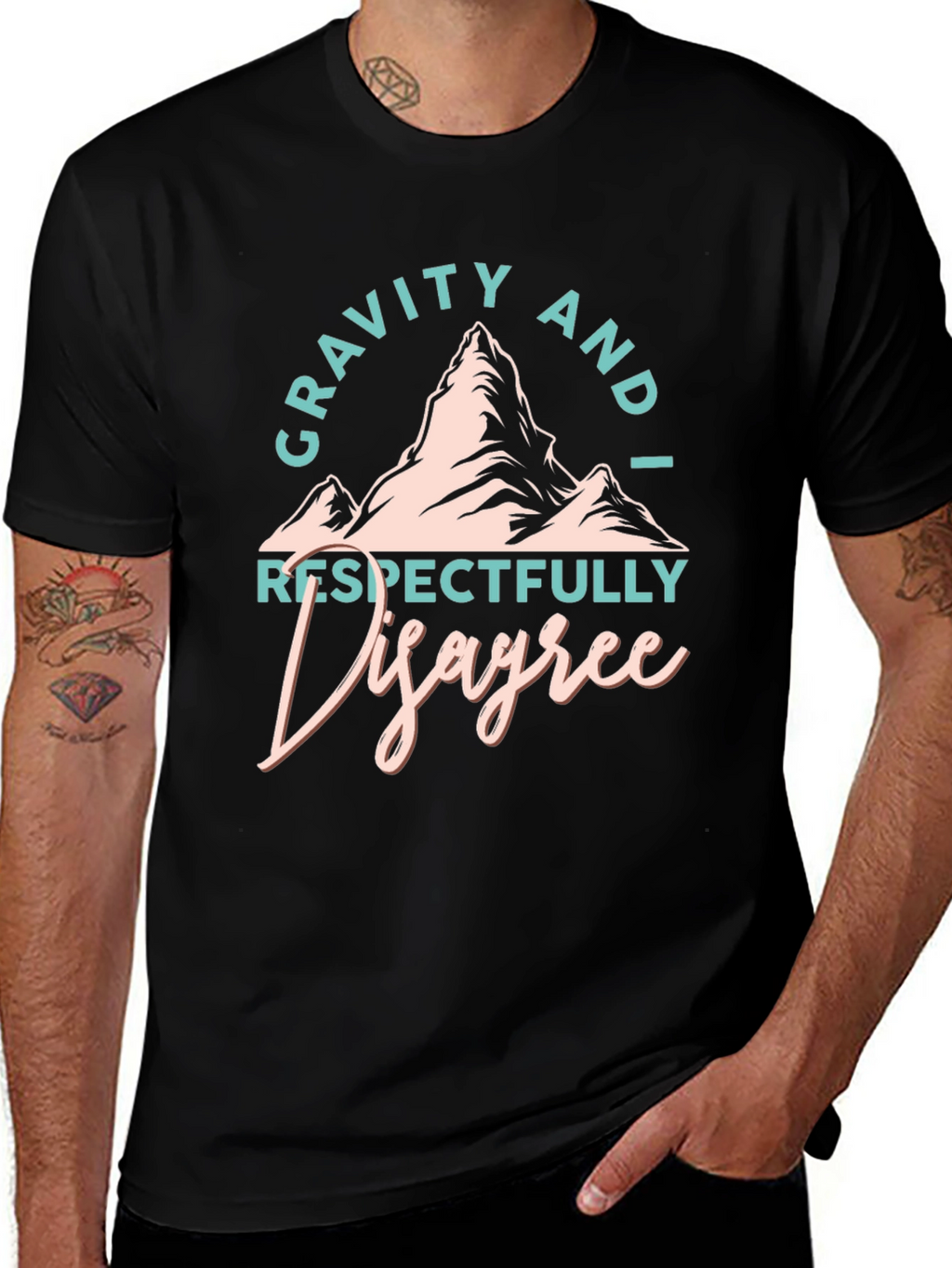 Gravity I Disagree Black Graphic T-Shirt