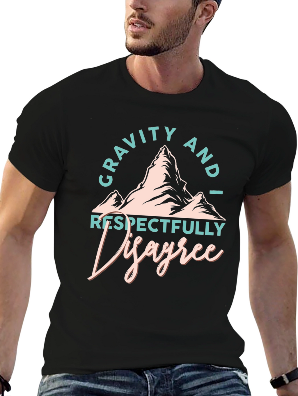 Gravity I Disagree Black Graphic T-Shirt