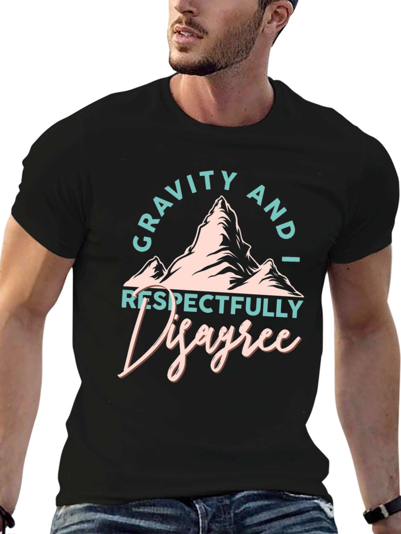 Gravity I Disagree Black Graphic T-Shirt