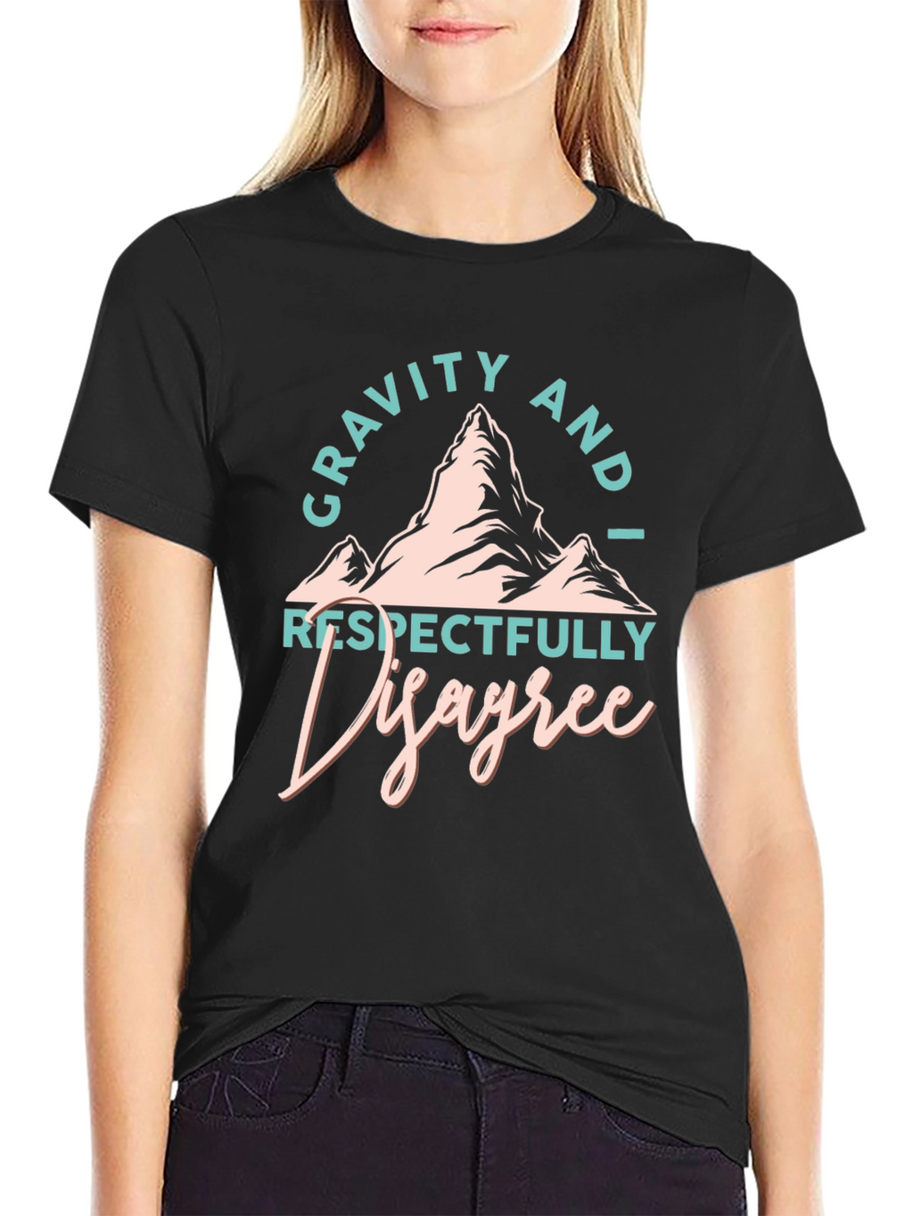 Gravity I Disagree Black Graphic T-Shirt