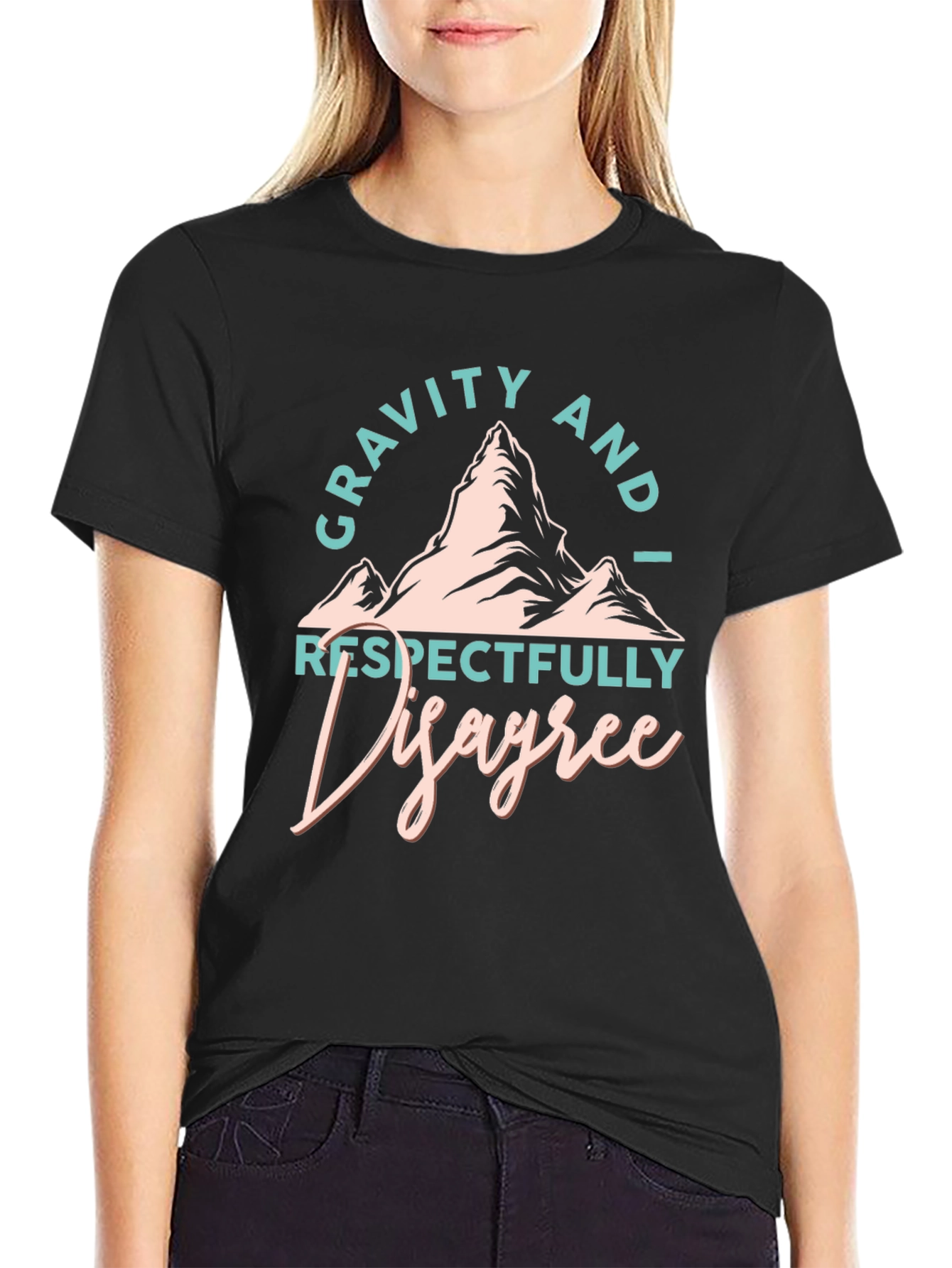 Gravity I Disagree Black Graphic T-Shirt