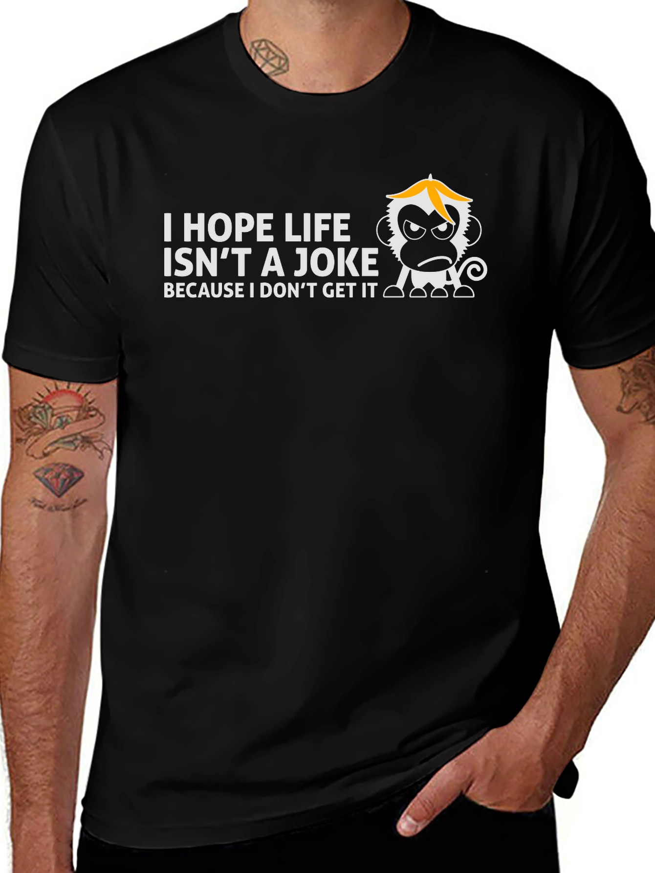 Funny Monkey Graphic T-Shirt: I Hope Life Isnt A Joke