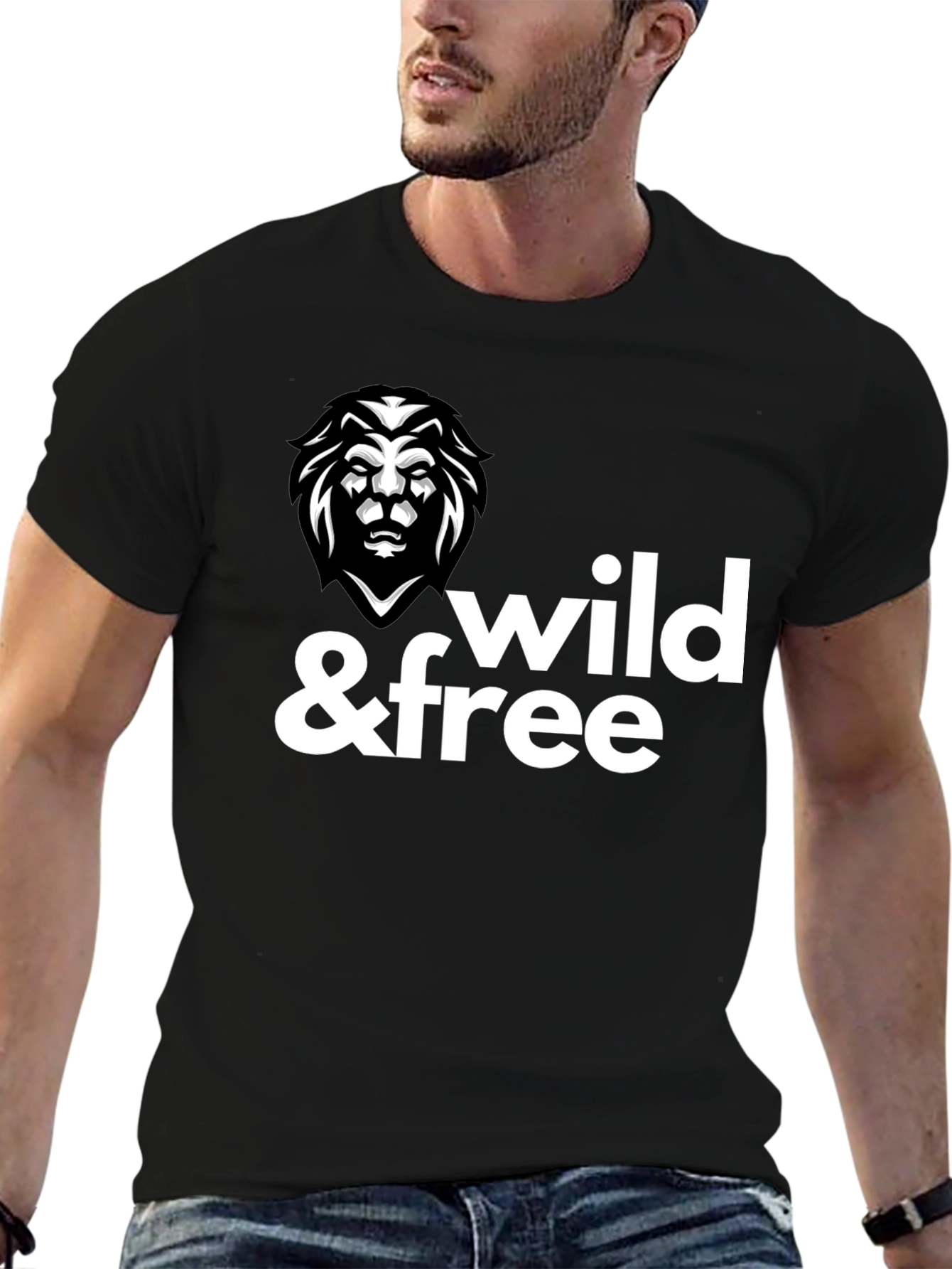 Wild & Free Lion Graphic Tee - Modern Style