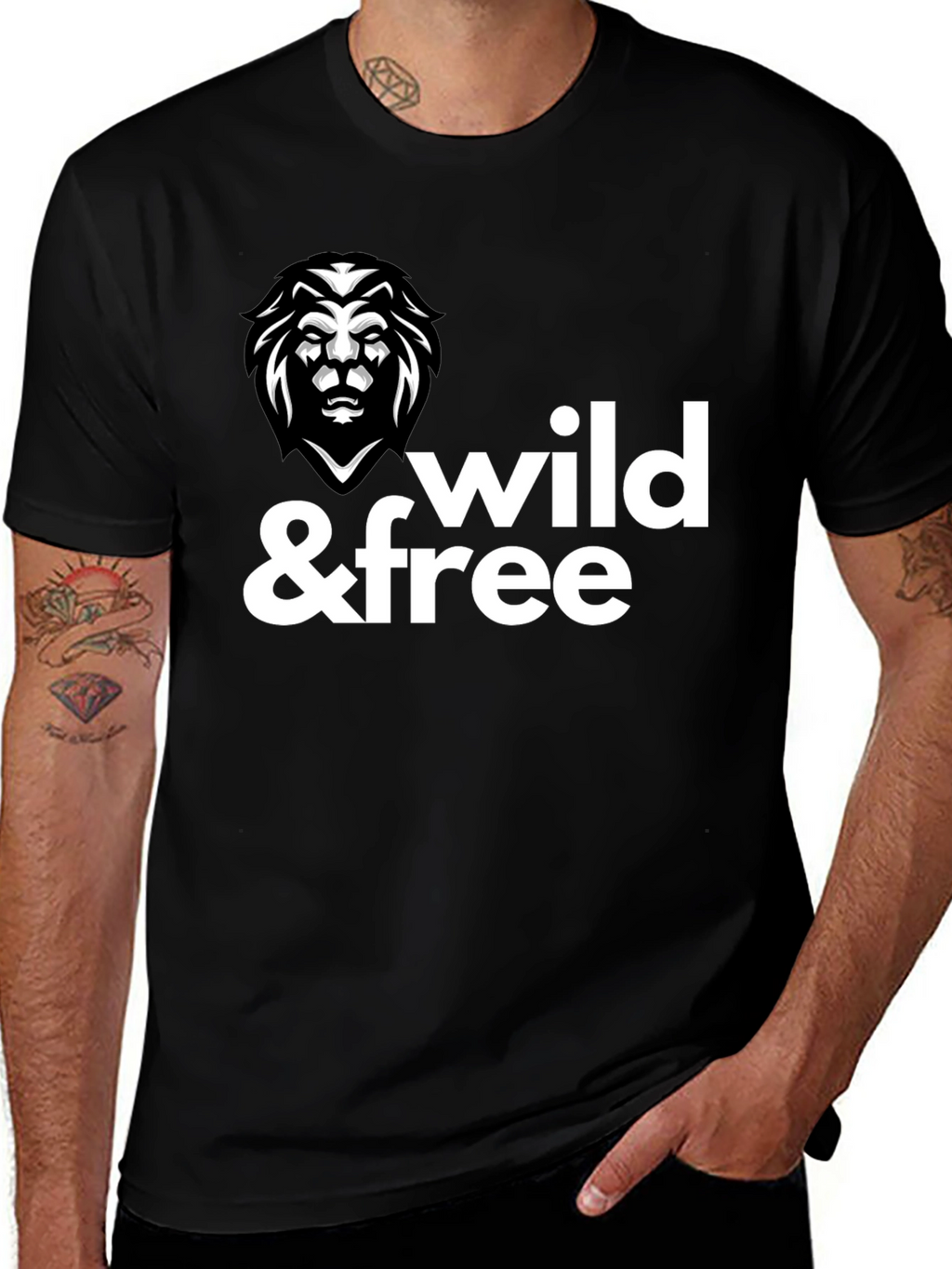 Wild & Free Lion Graphic Tee - Modern Style