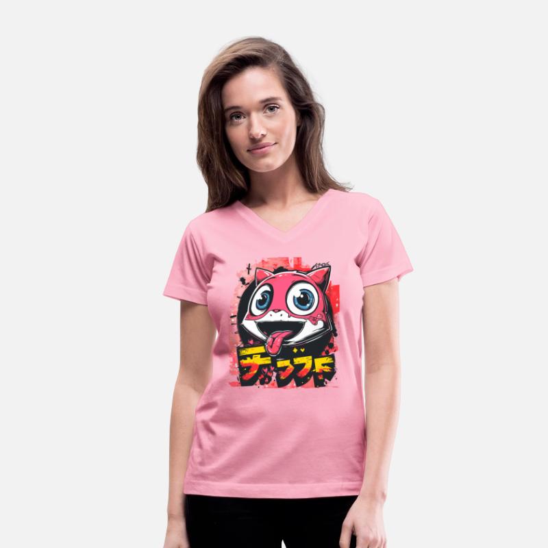 grafitti wall japanese cute anime cheeky cat
