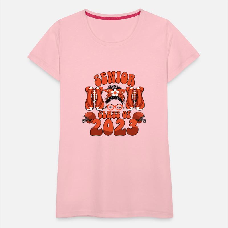 Groovy Senior Mom Class Of 2023 Football Messy Bun