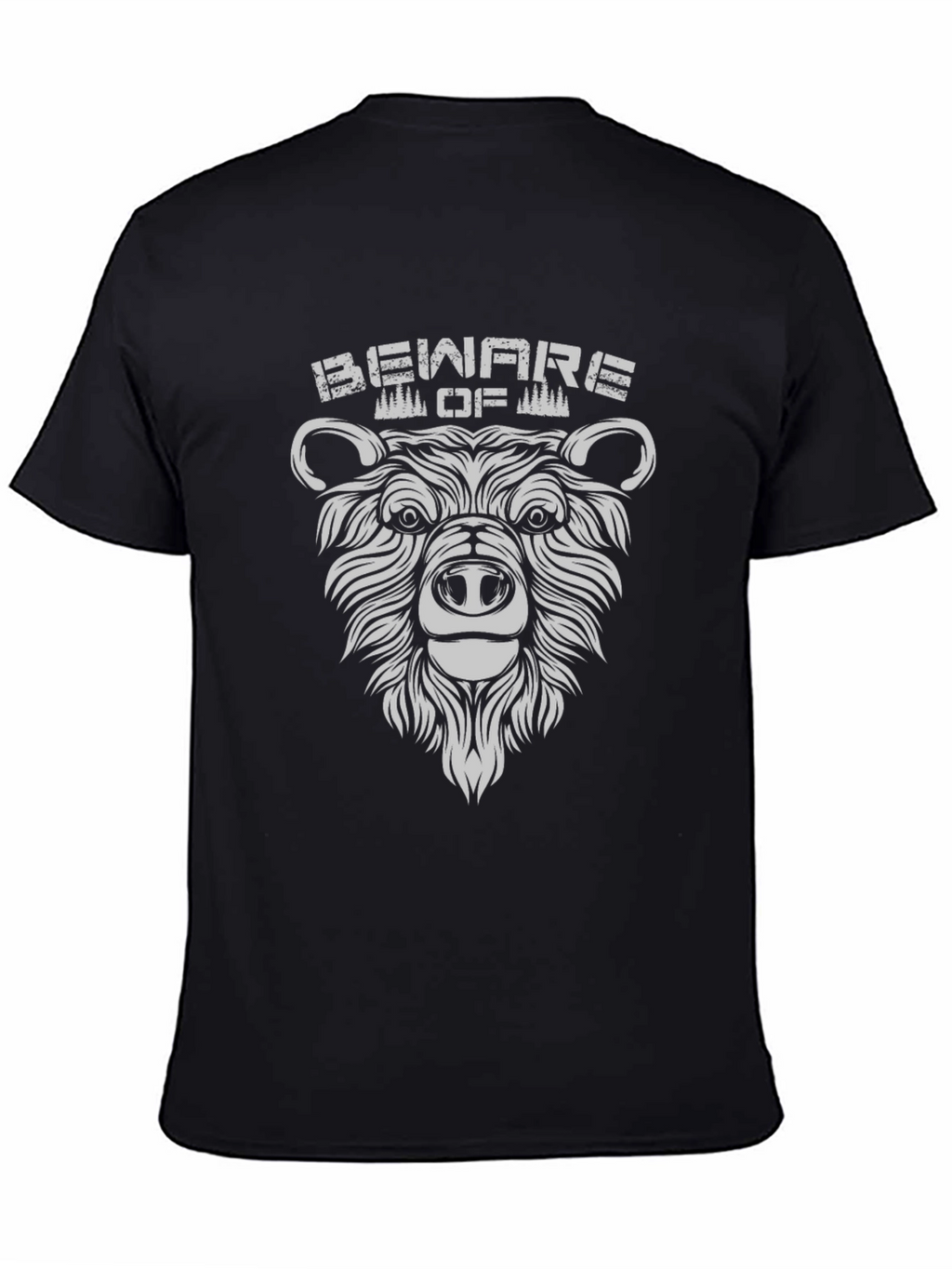 Beware of Bear Graphic Print Black T-Shirt
