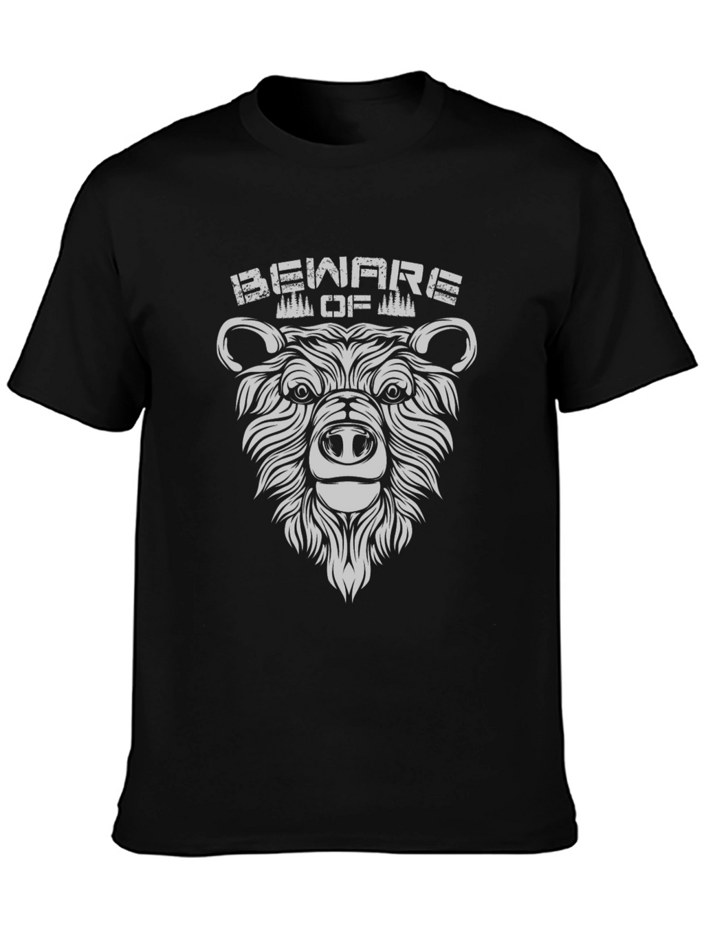 Beware of Bear Graphic Print Black T-Shirt