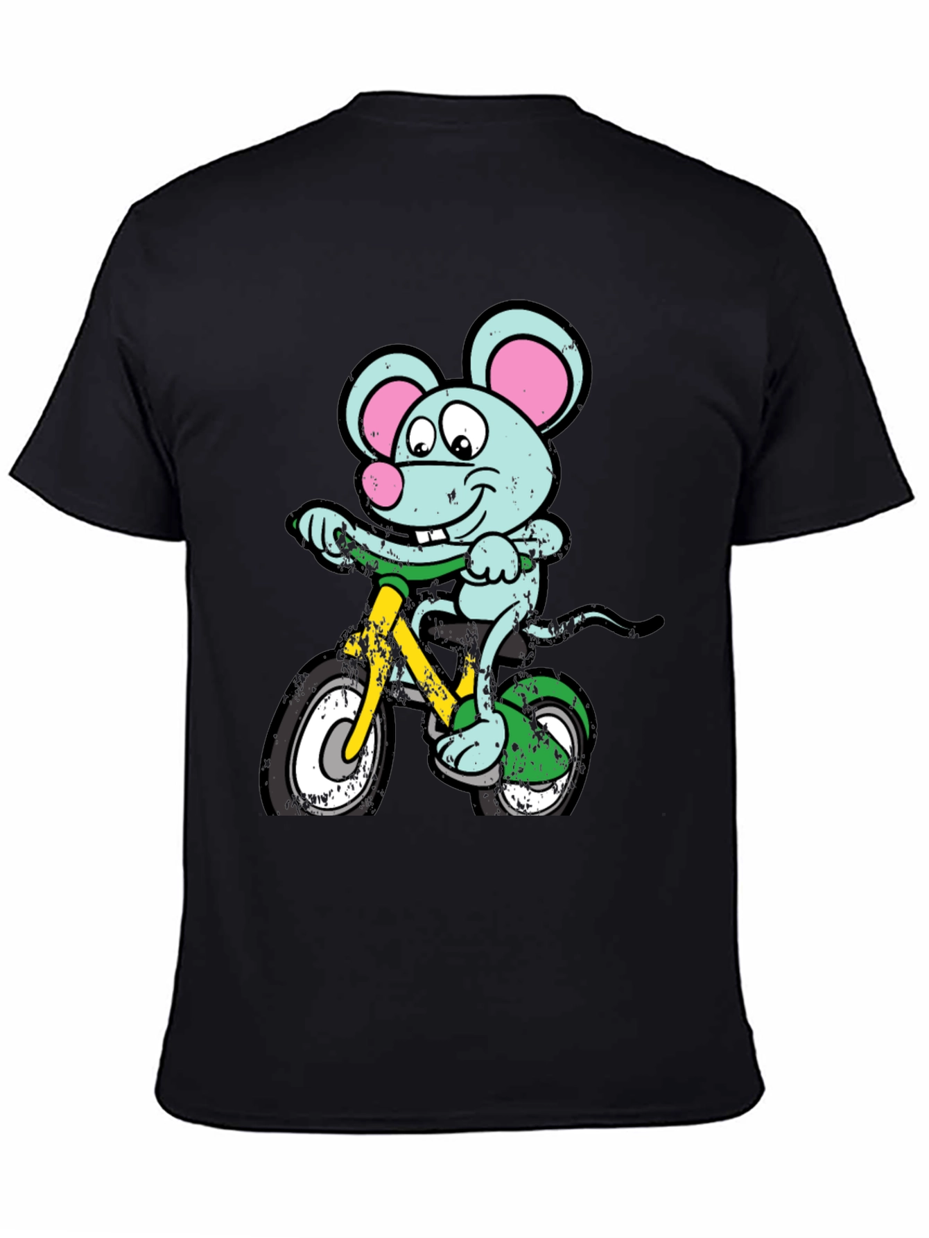 Cartoon Mouse on Bike Graphic Tee