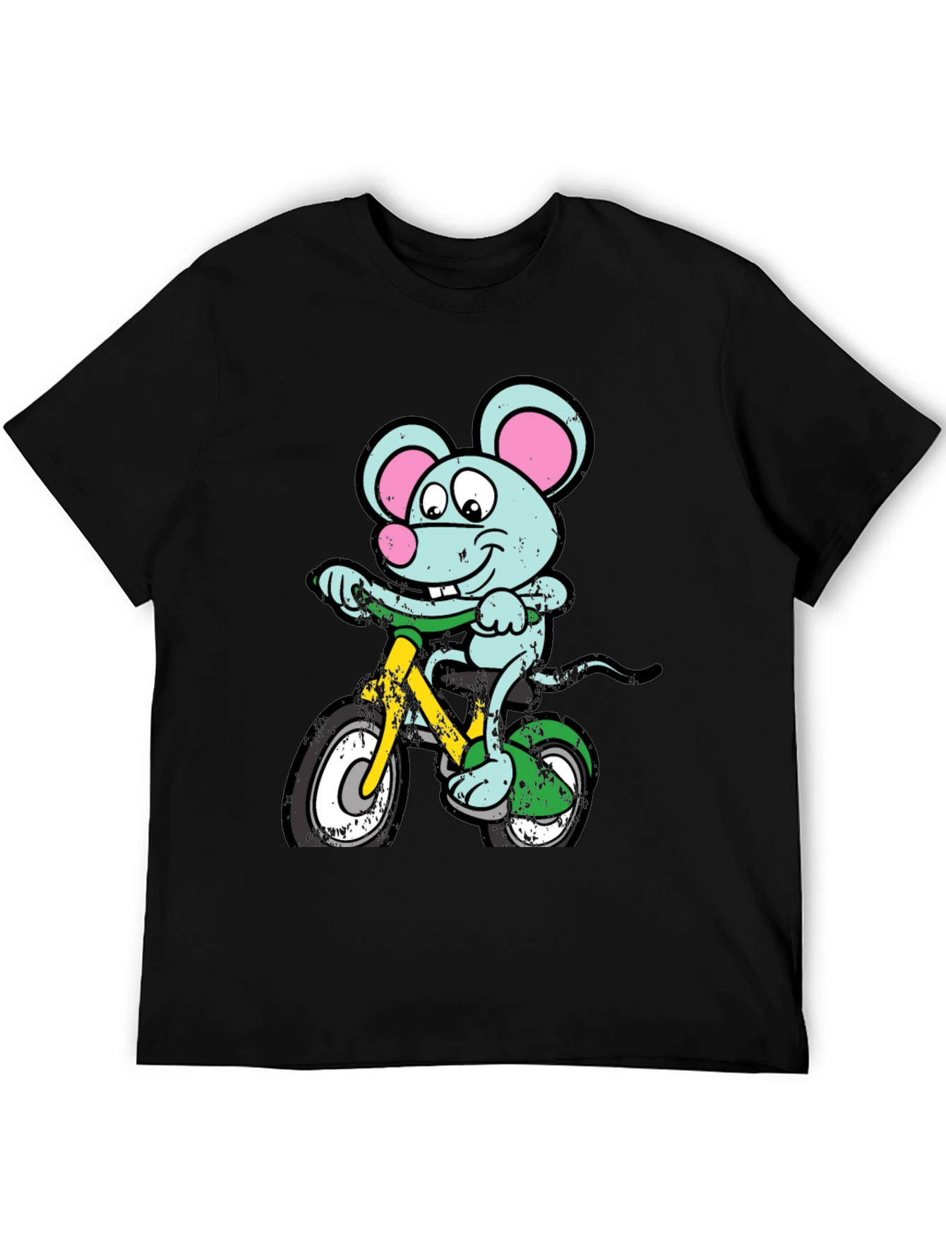 Cartoon Mouse on Bike Graphic Tee