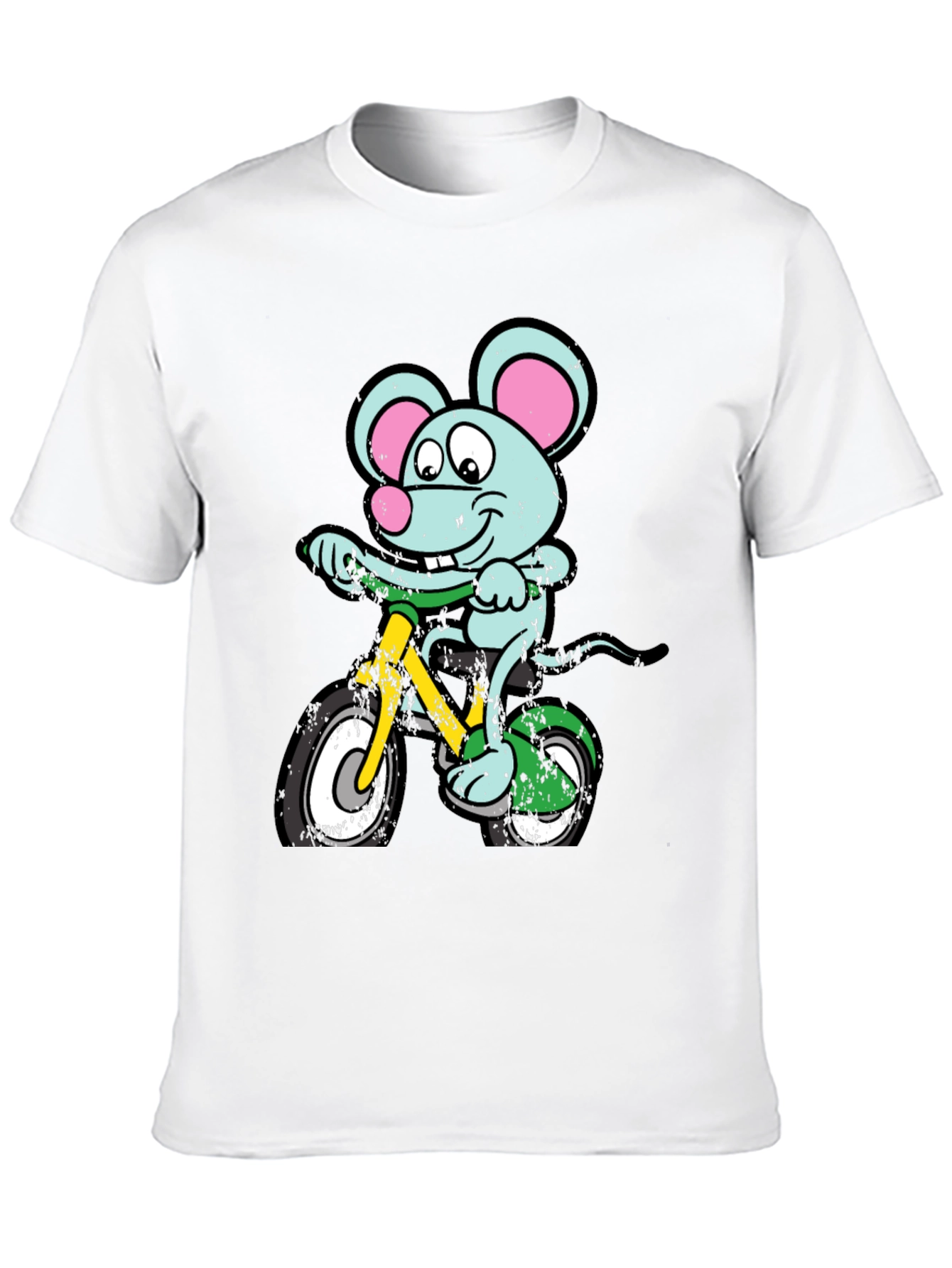 Cartoon Mouse on Bike Graphic Tee