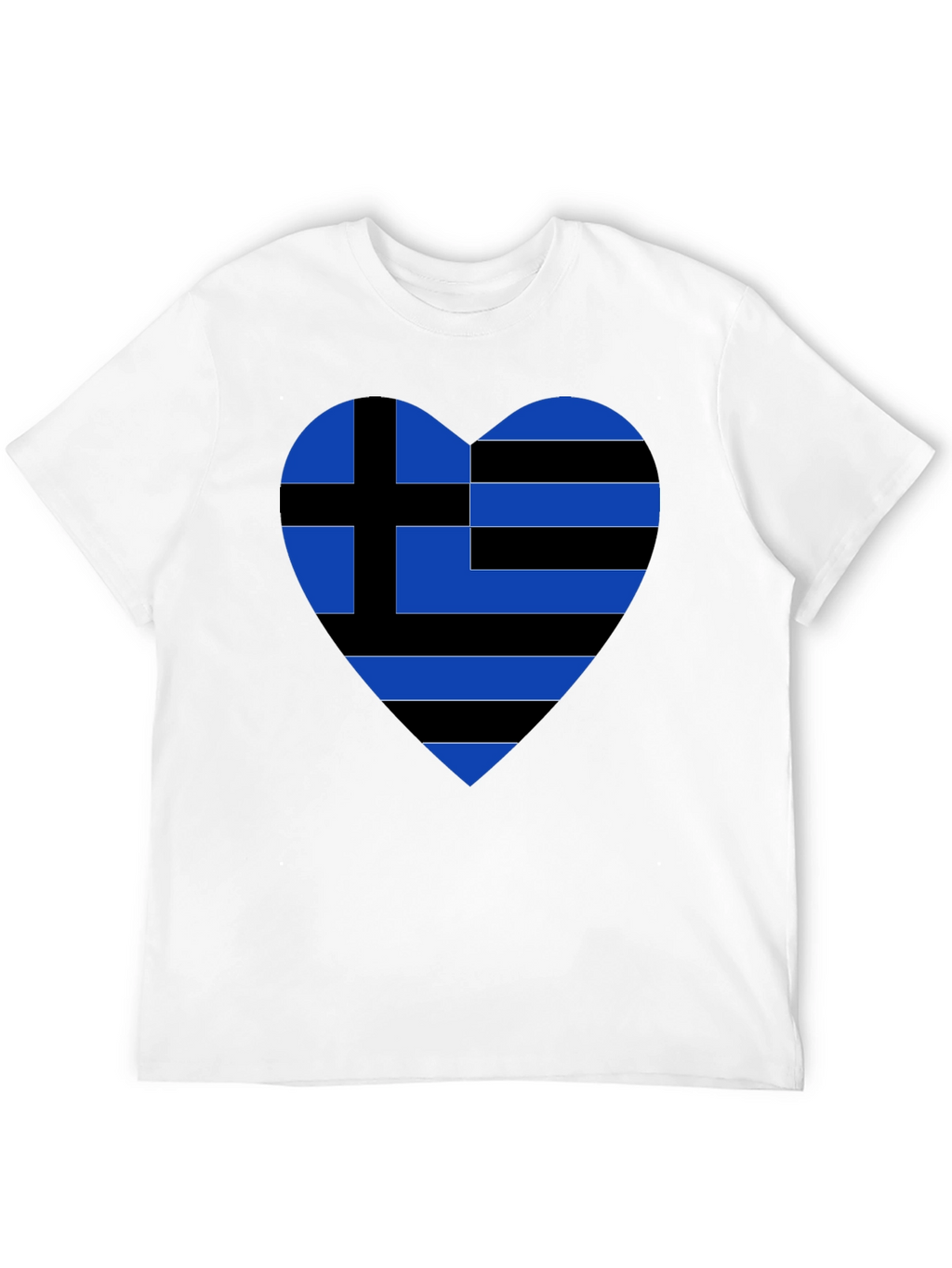 Greek Heart Flag Black T-Shirt