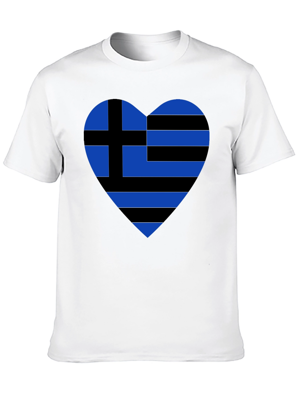 Greek Heart Flag Black T-Shirt