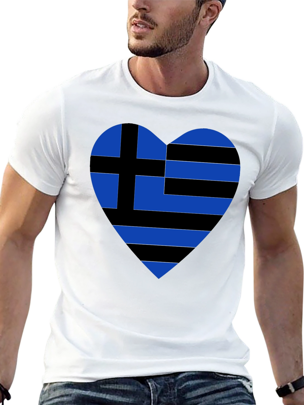Greek Heart Flag Black T-Shirt