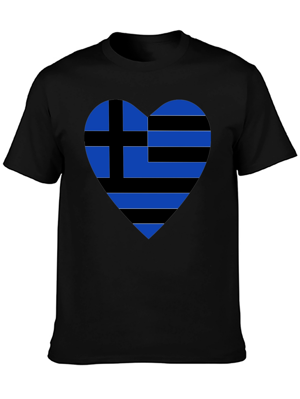 Greek Heart Flag Black T-Shirt